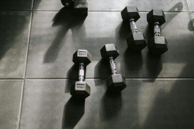 View of Dumbbells Lying on the Floor